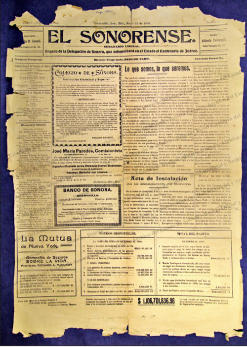 Ejemplar de El Sonorense