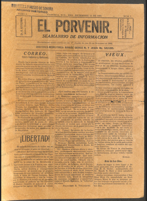 Ejemplar de El Porvenir