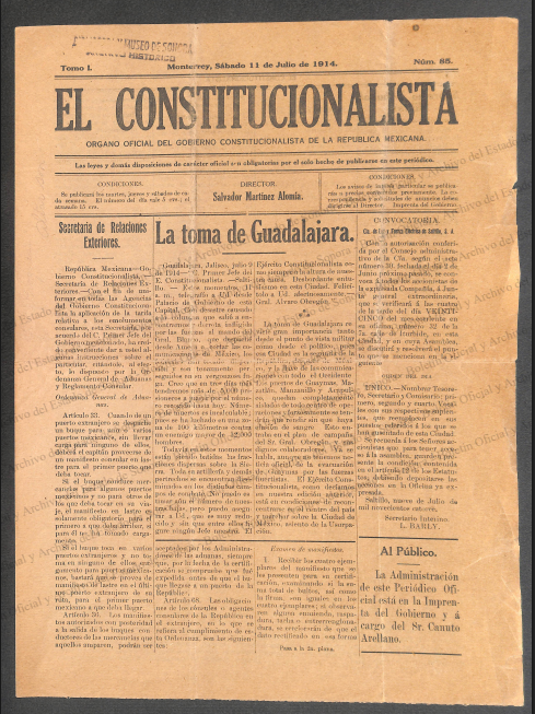 Ejemplar de El Constitucionalista