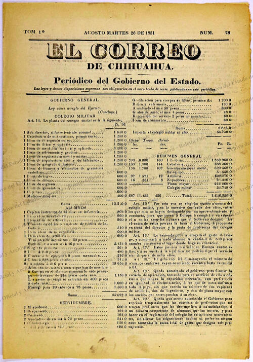 Ejemplar de El Correo de Chihuahua
