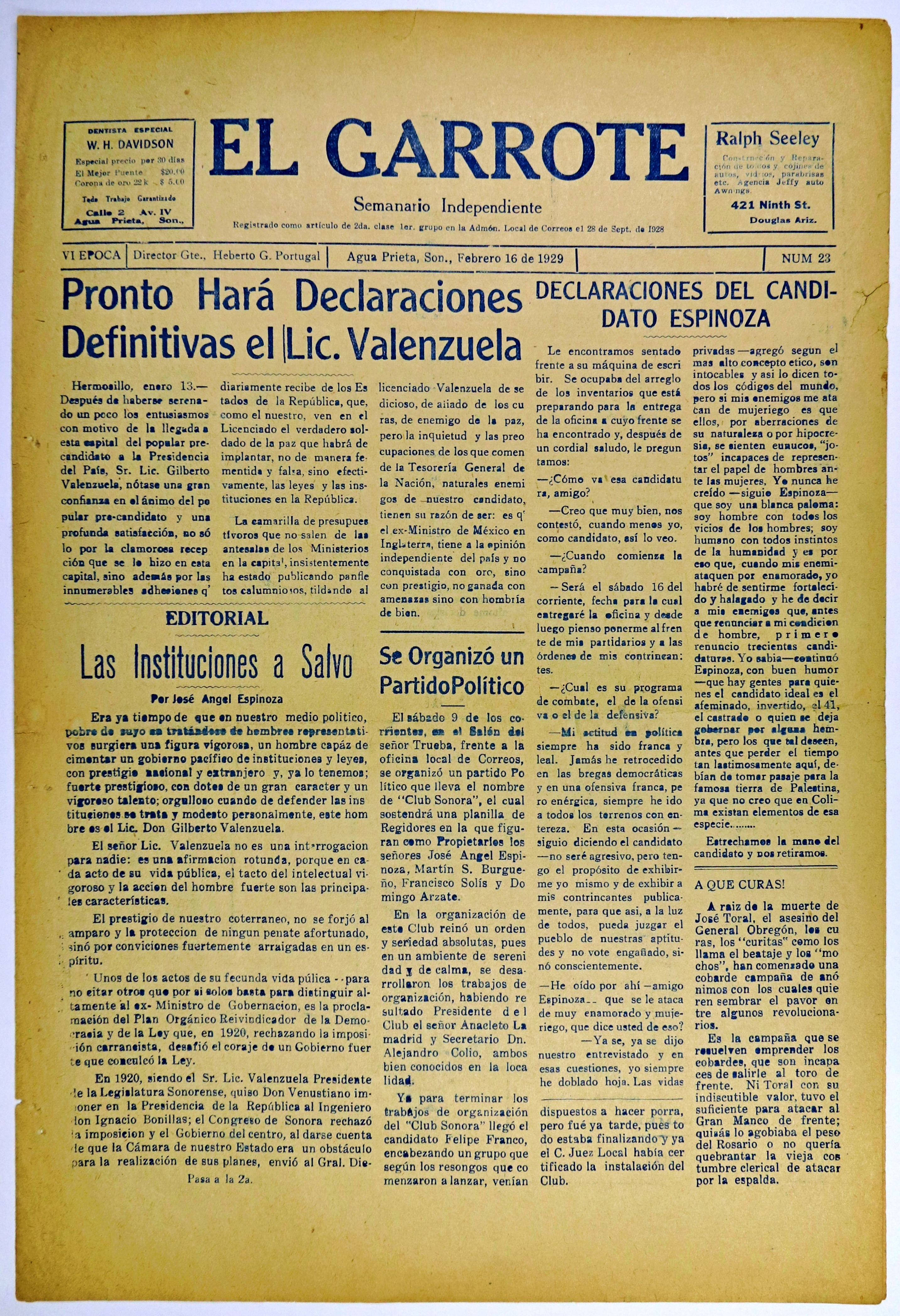 Ejemplar de El Garrote