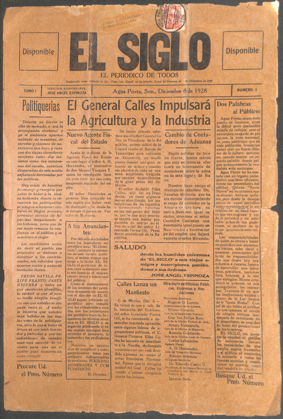Ejemplar de El Siglo