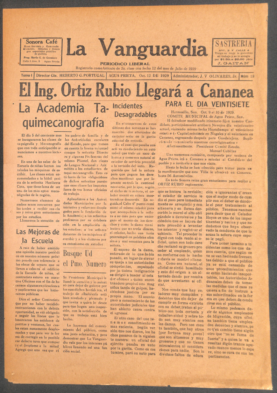 Ejemplar de La Vanguarida