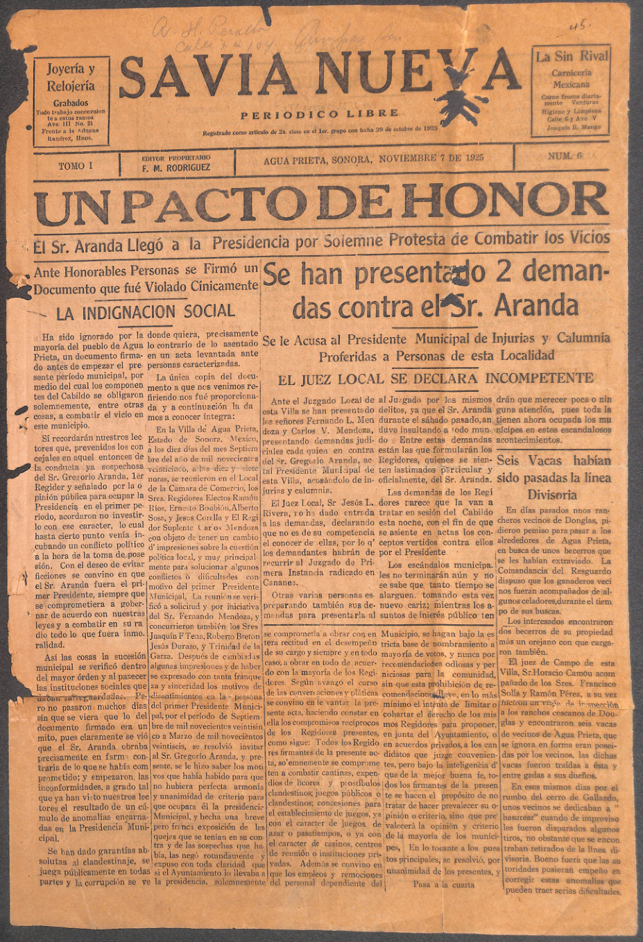 Ejemplar de Savia Nueva