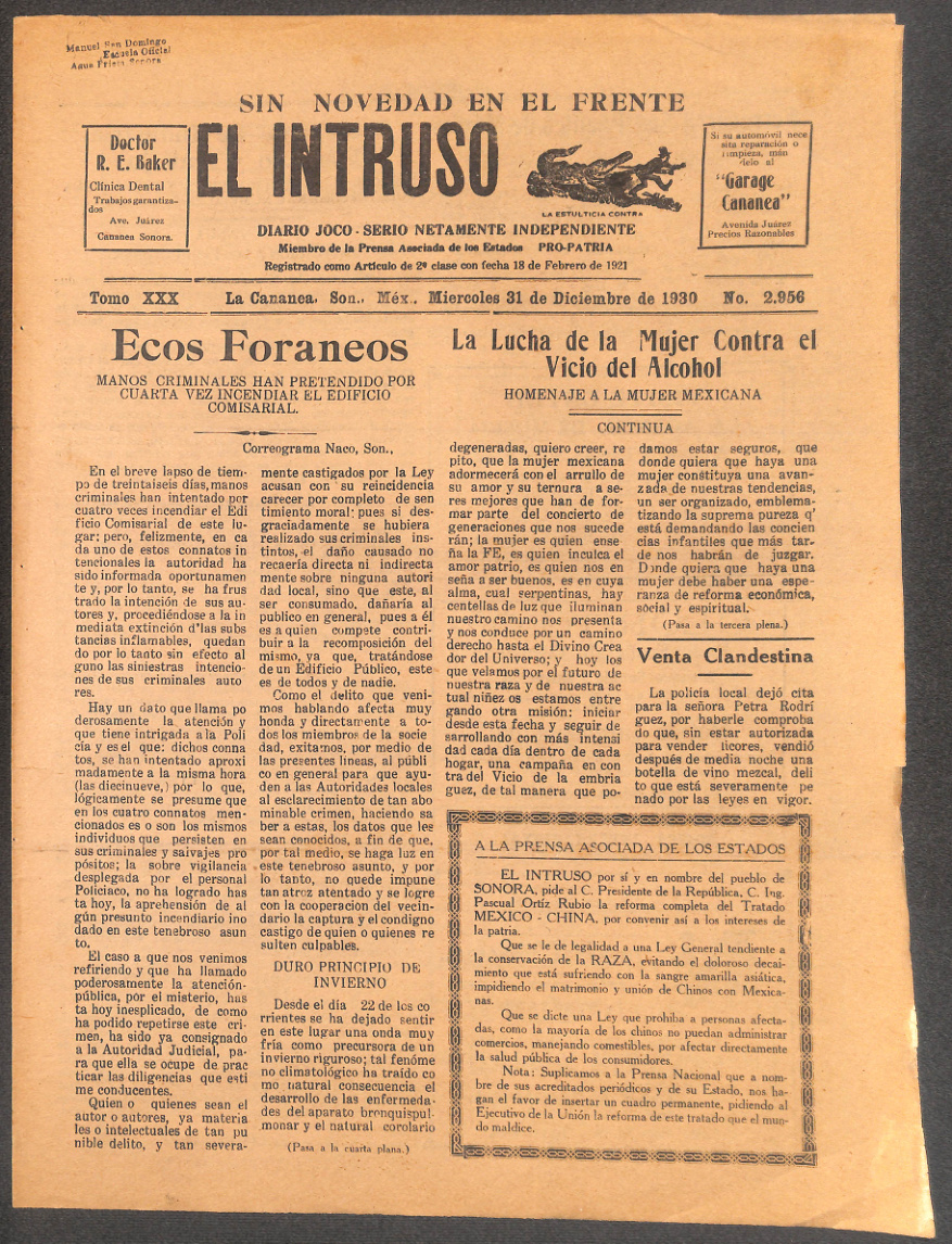 Ejemplar de El Intruso