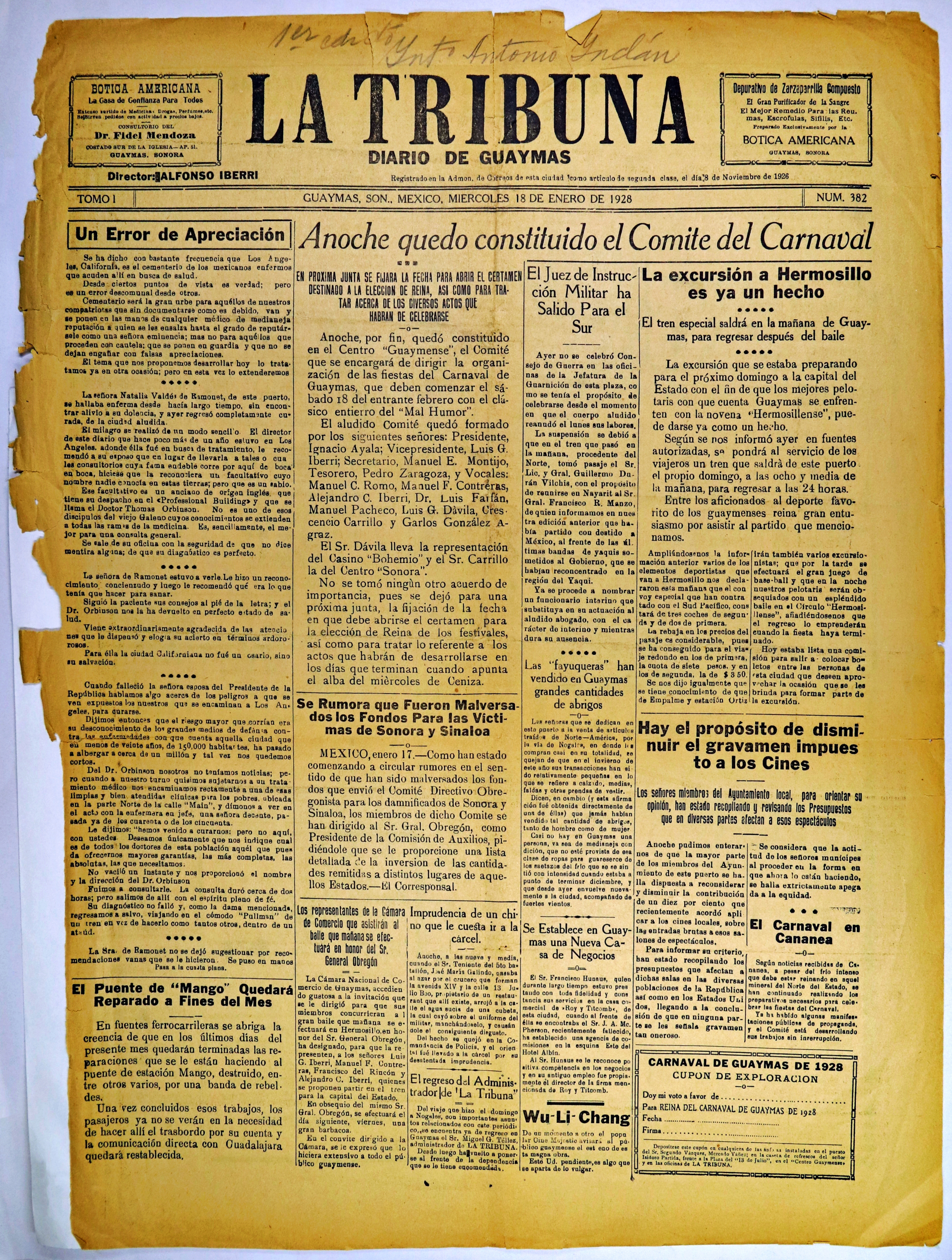 Ejemplar de La Tribuna