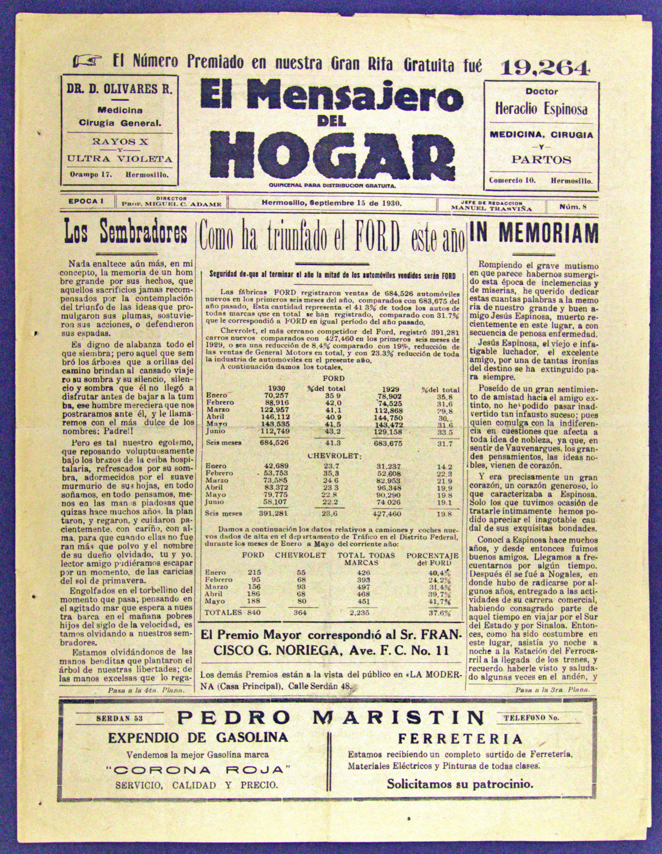 Ejemplar de El Mensajero del Hogar
