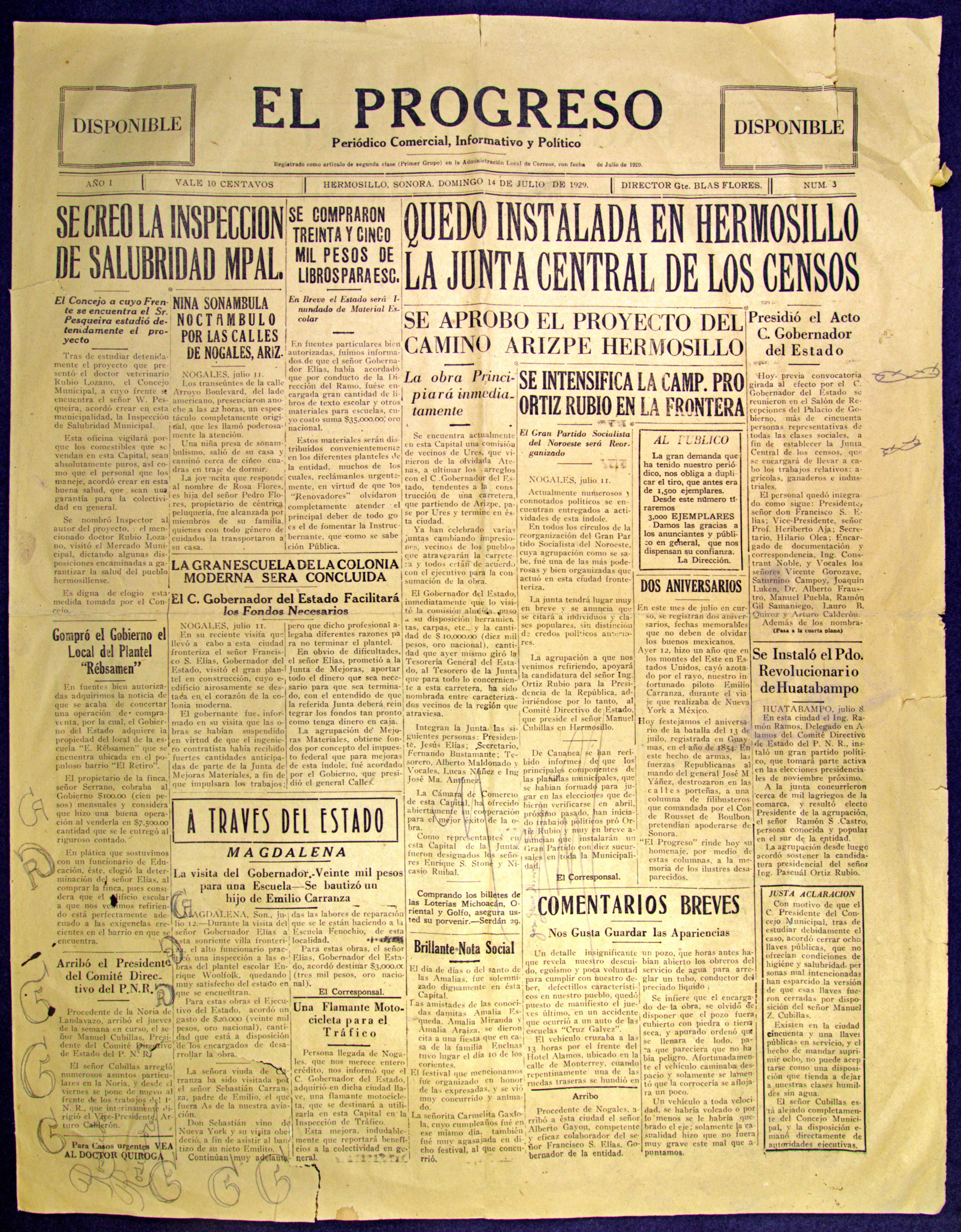Ejemplar de El Progreso