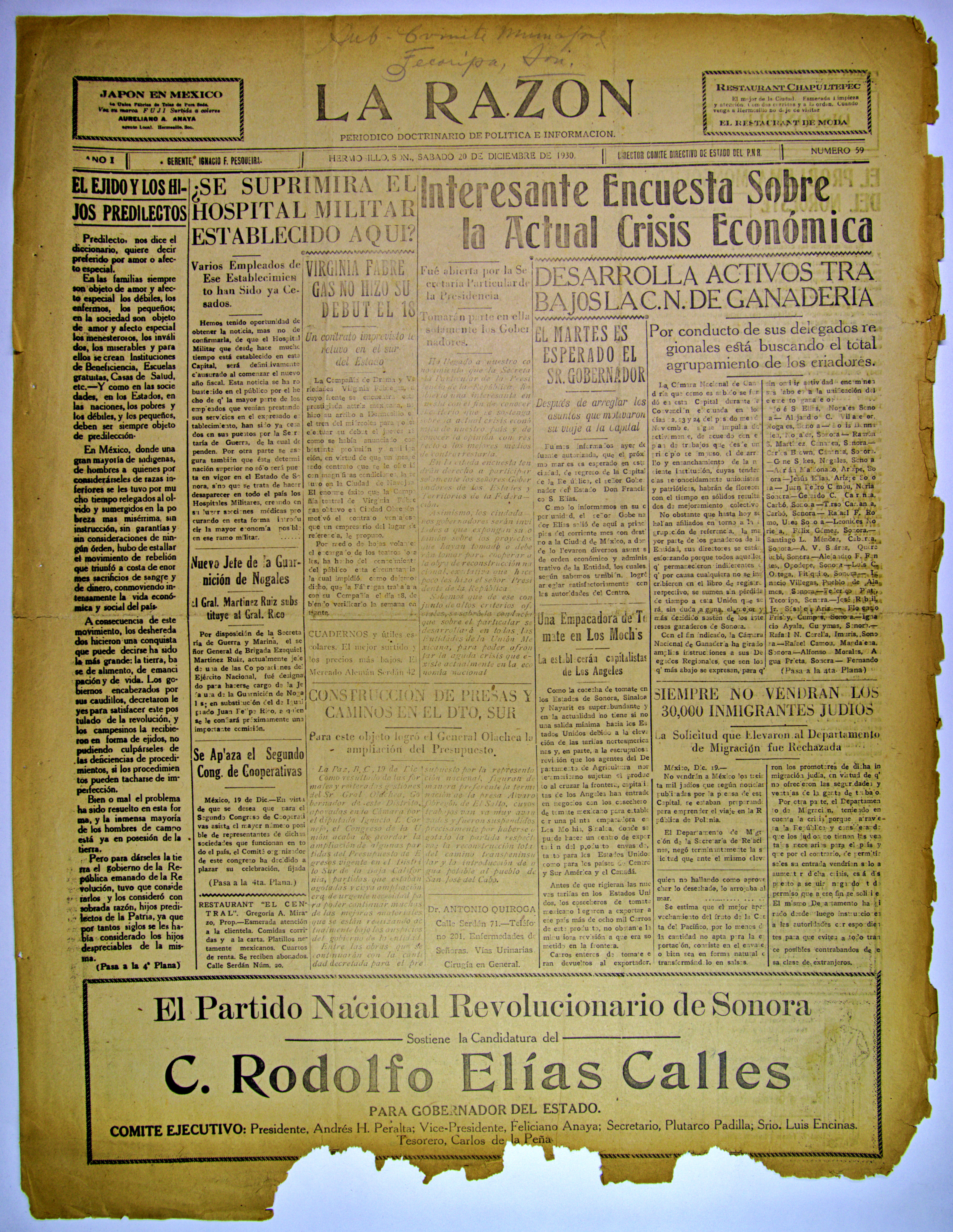 Ejemplar de La Razón