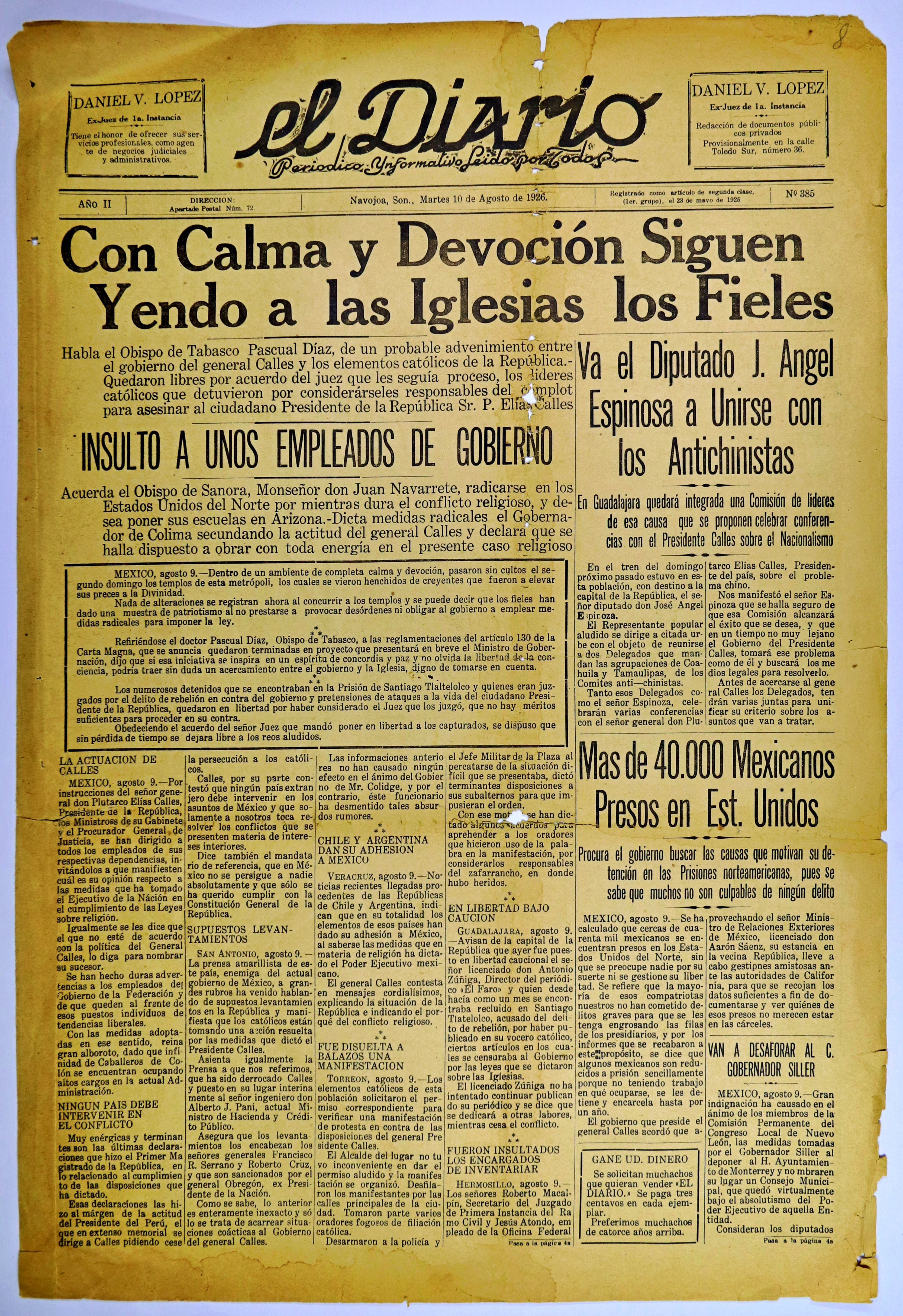 Ejemplar de El Diario