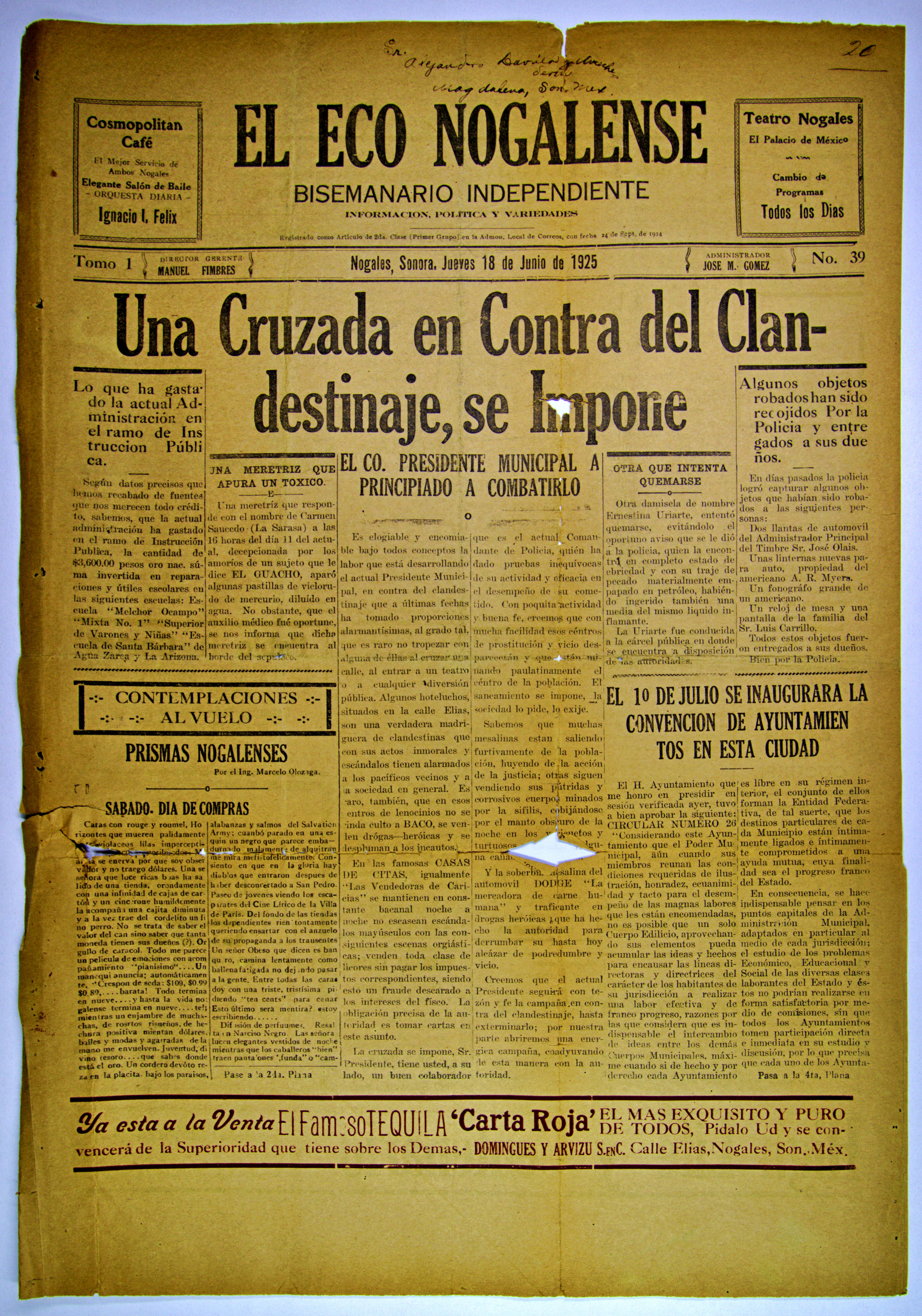 Ejemplar de El Eco de Nogales