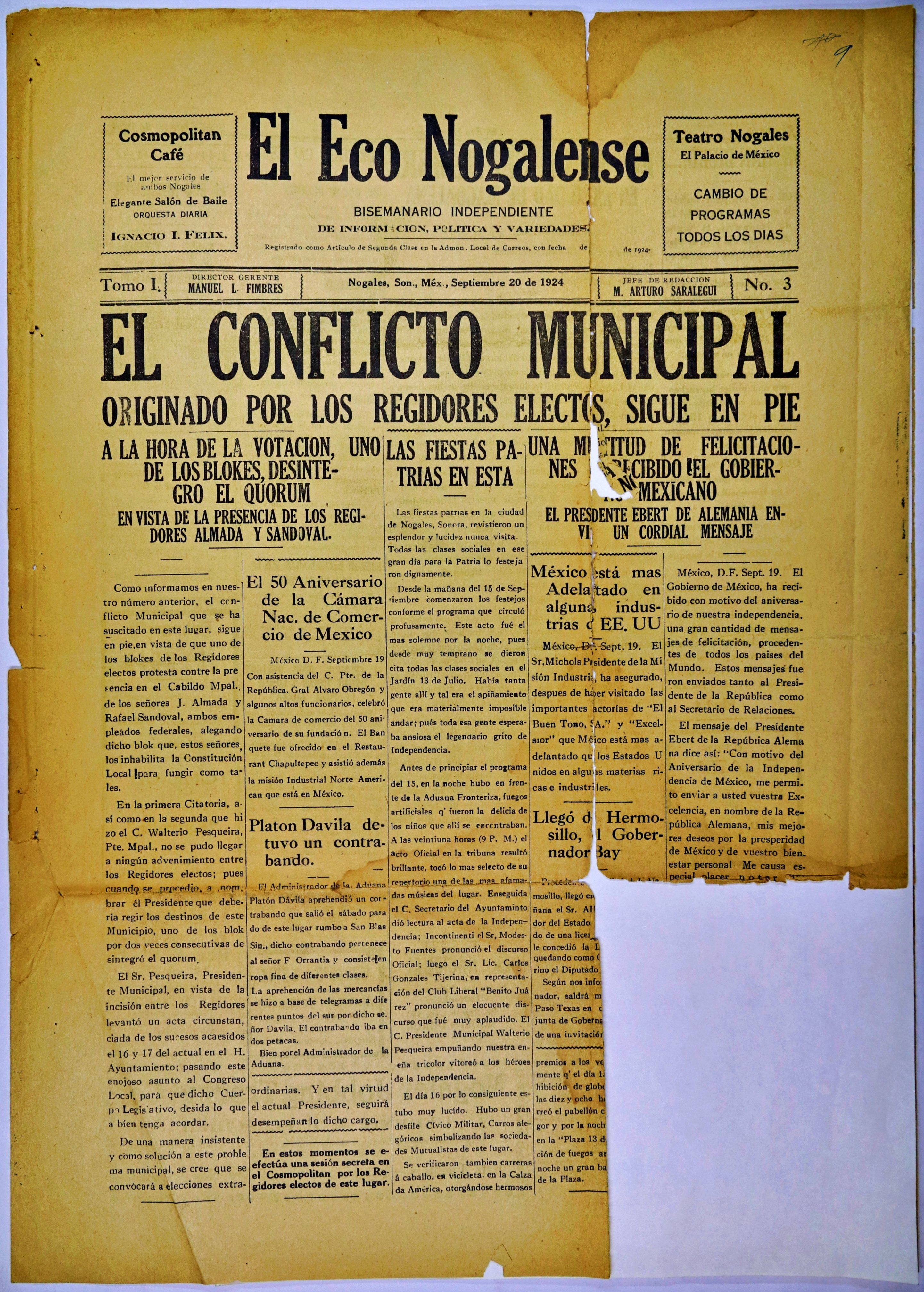 Ejemplar de El Eco Sonorense