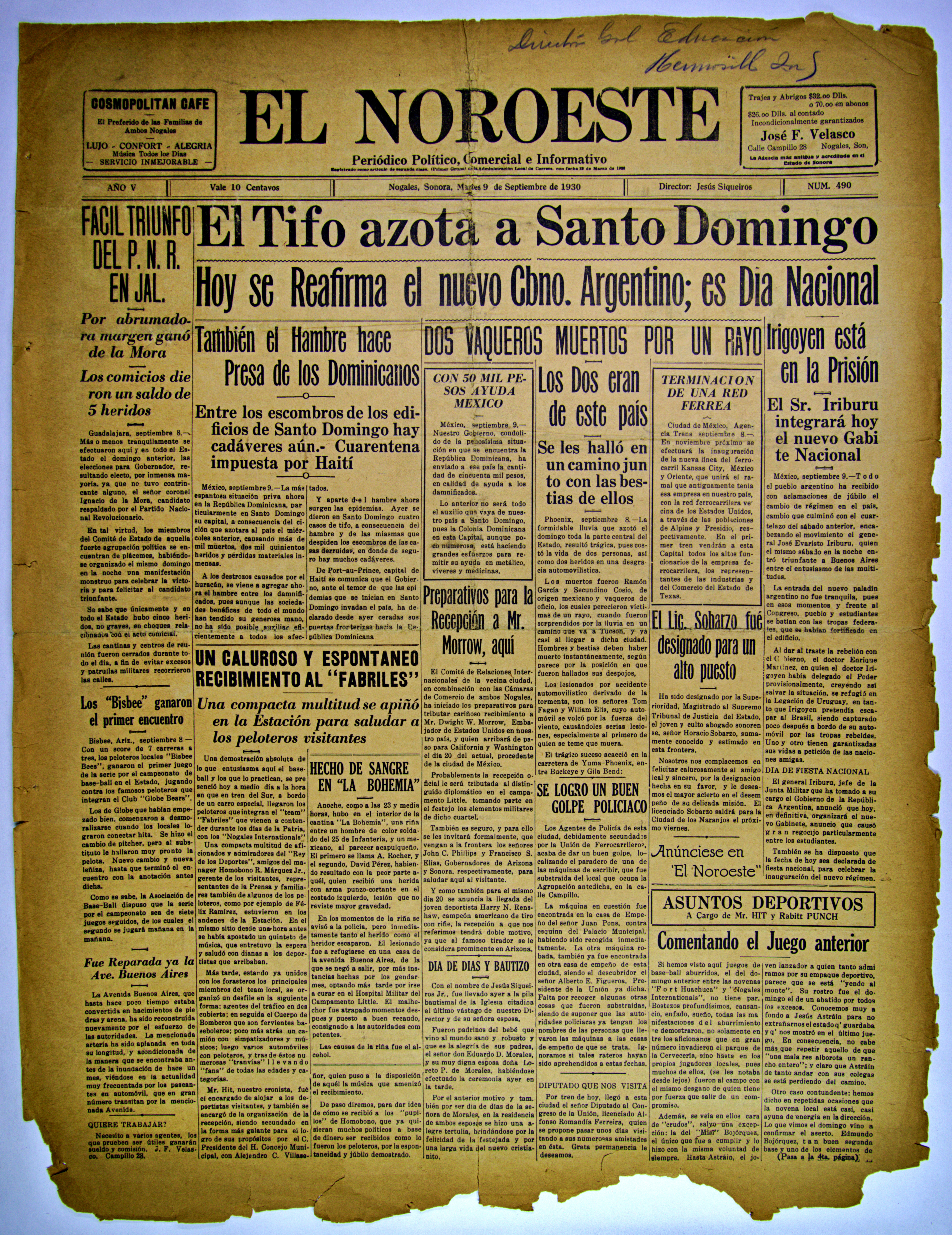 Ejemplar de El Noroeste